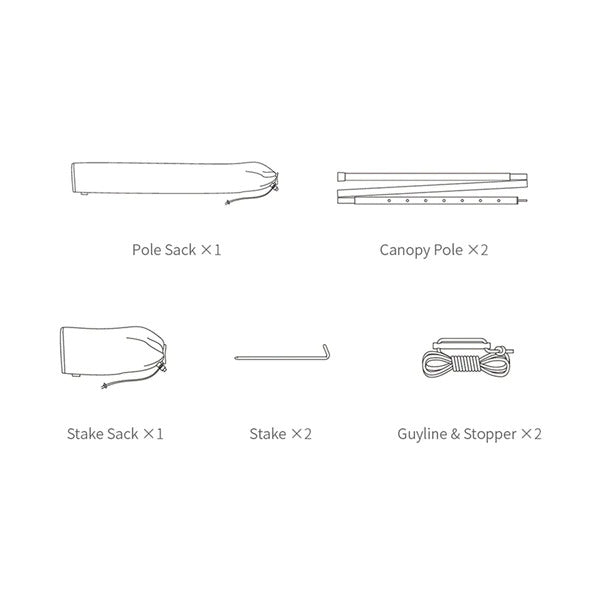 IKAMPER | CANOPY POLES PAIR WITH STAKE & GUYLINE